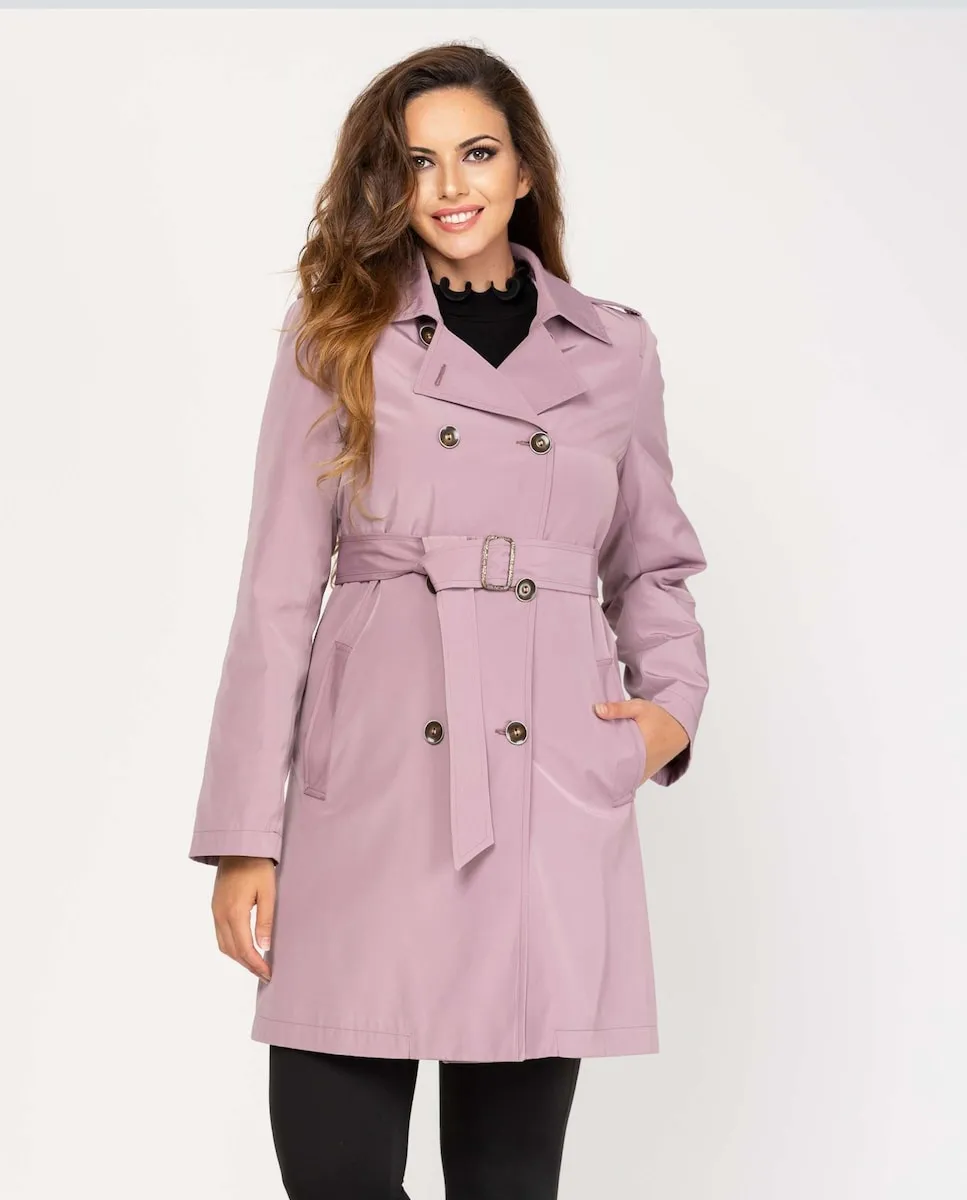 

Женский плащ с лацканами и поясом Fsh, розовый