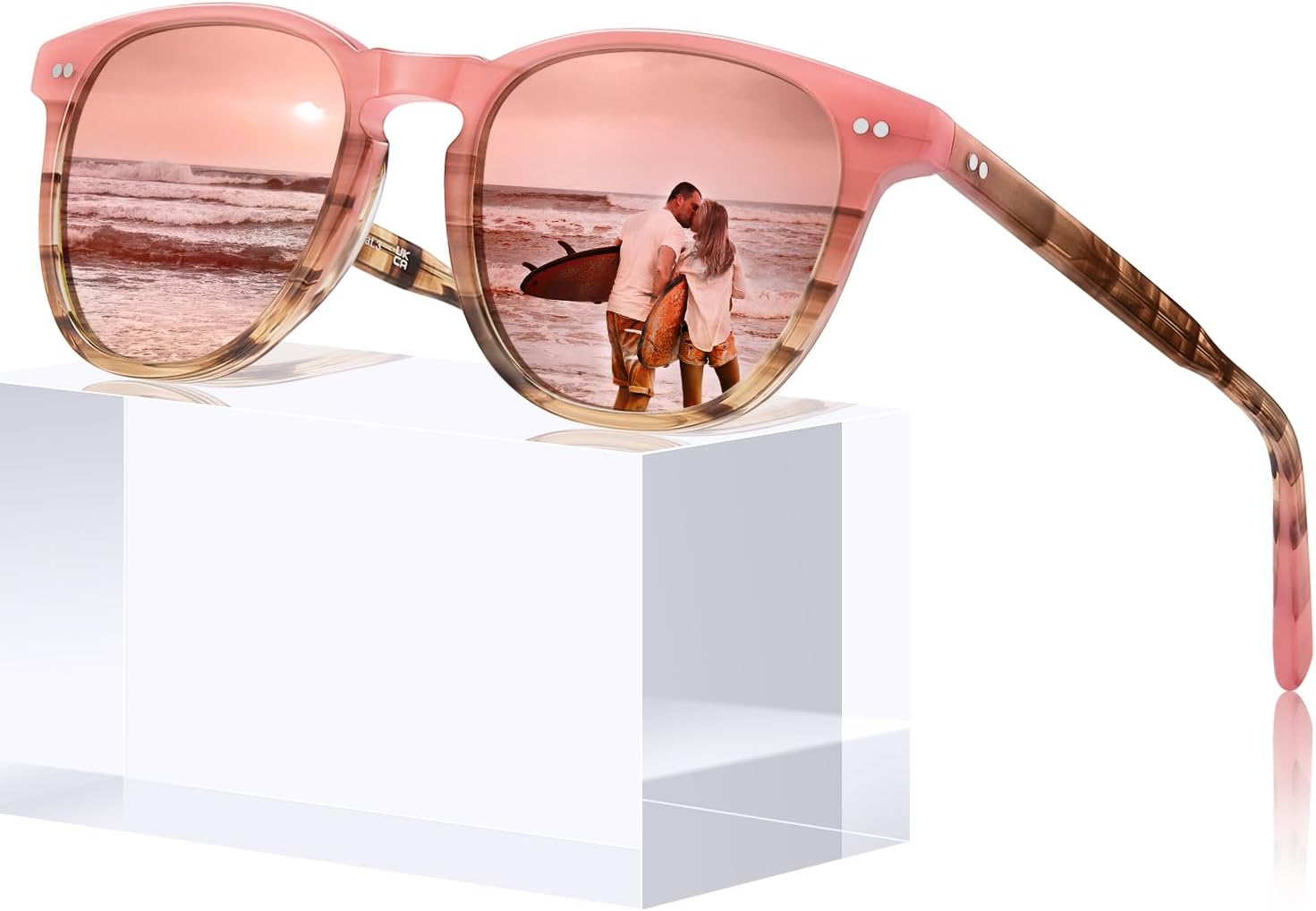 

Солнцезащитные очки CARFIA Retro с поляризацией для женщин, для маленького и среднего лица, с защитой от УФ-излучения, оправа из ацетата ручной работы, модель CA5285, 1-9. Pink Tortoise Frame Pink Mirrored