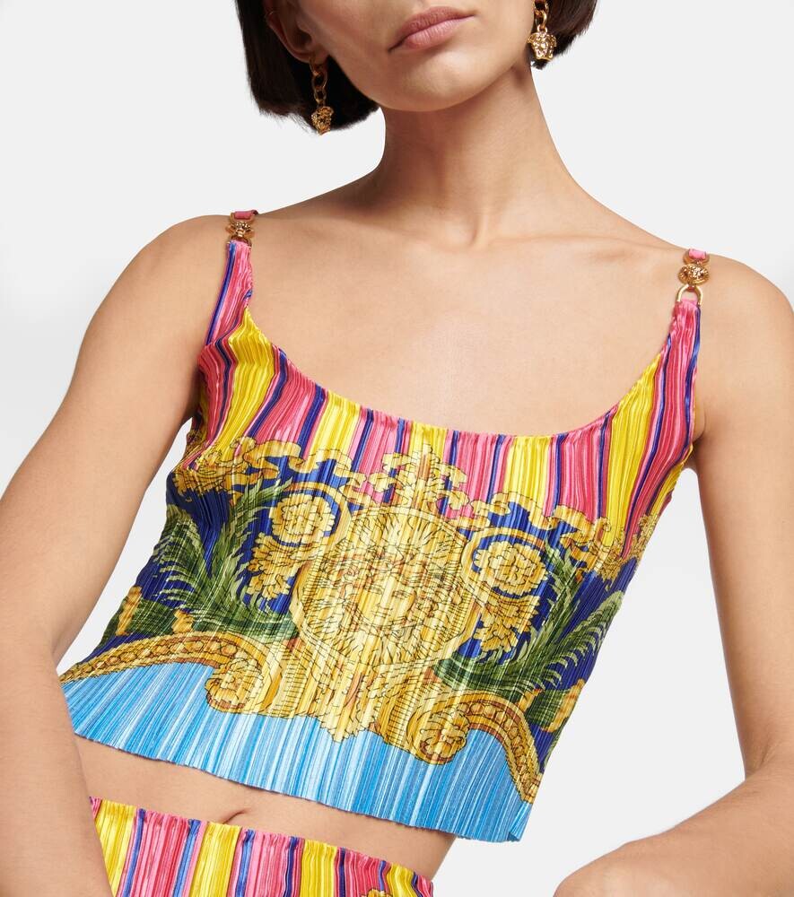 Плиссированный укороченный топ Medusa Palm Springs VERSACE, разноцветный — фото 4