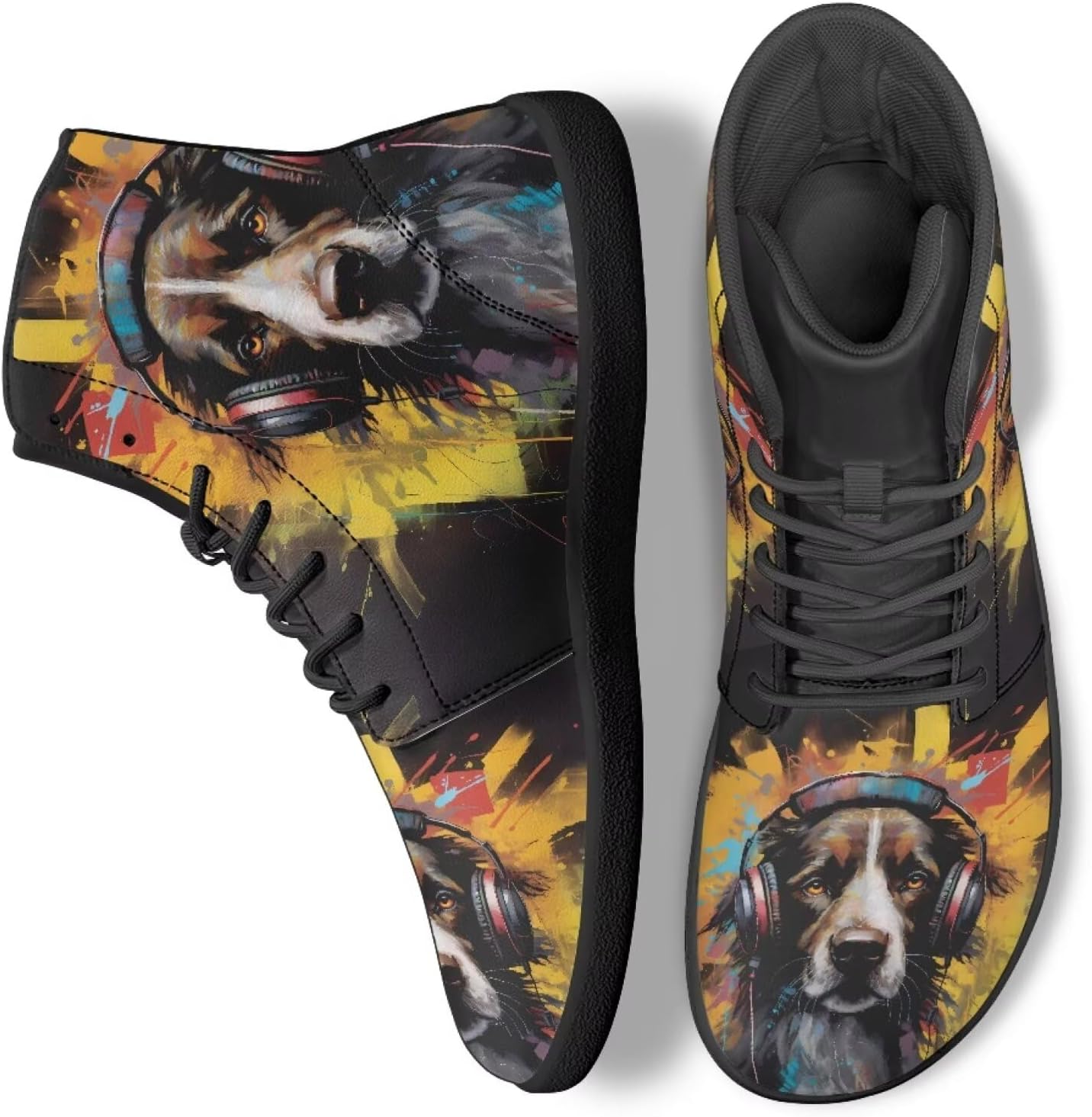 

Женские и мужские кроссовки для ходьбы, высокие, для офиса, работы, беговые, спортивные Ecaestolph, Watercolor Dog Music