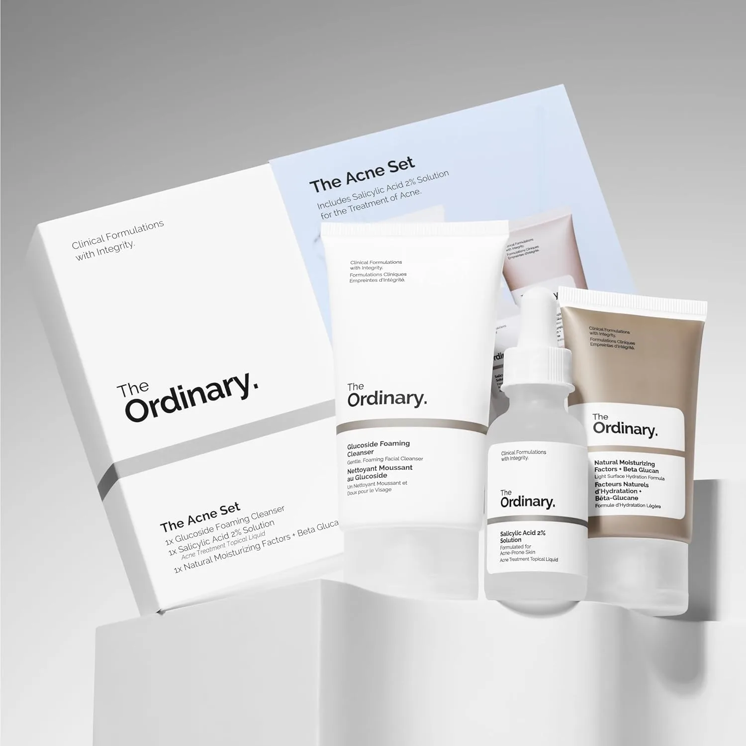 The Ordinary The Acne Set, 3-шаговая система ухода с очищающей пенкой Glucoside, раствором салициловой кислоты 2% и увлажняющим кремом Natural Moisturizing Factors + Beta Glucan — фото 4