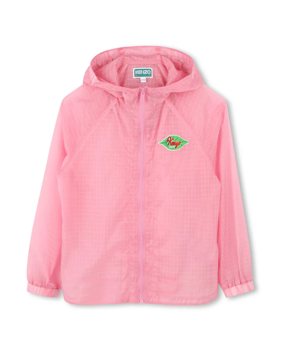 

Ветровка для девочки с капюшоном и молнией Kenzo Kids, розовый