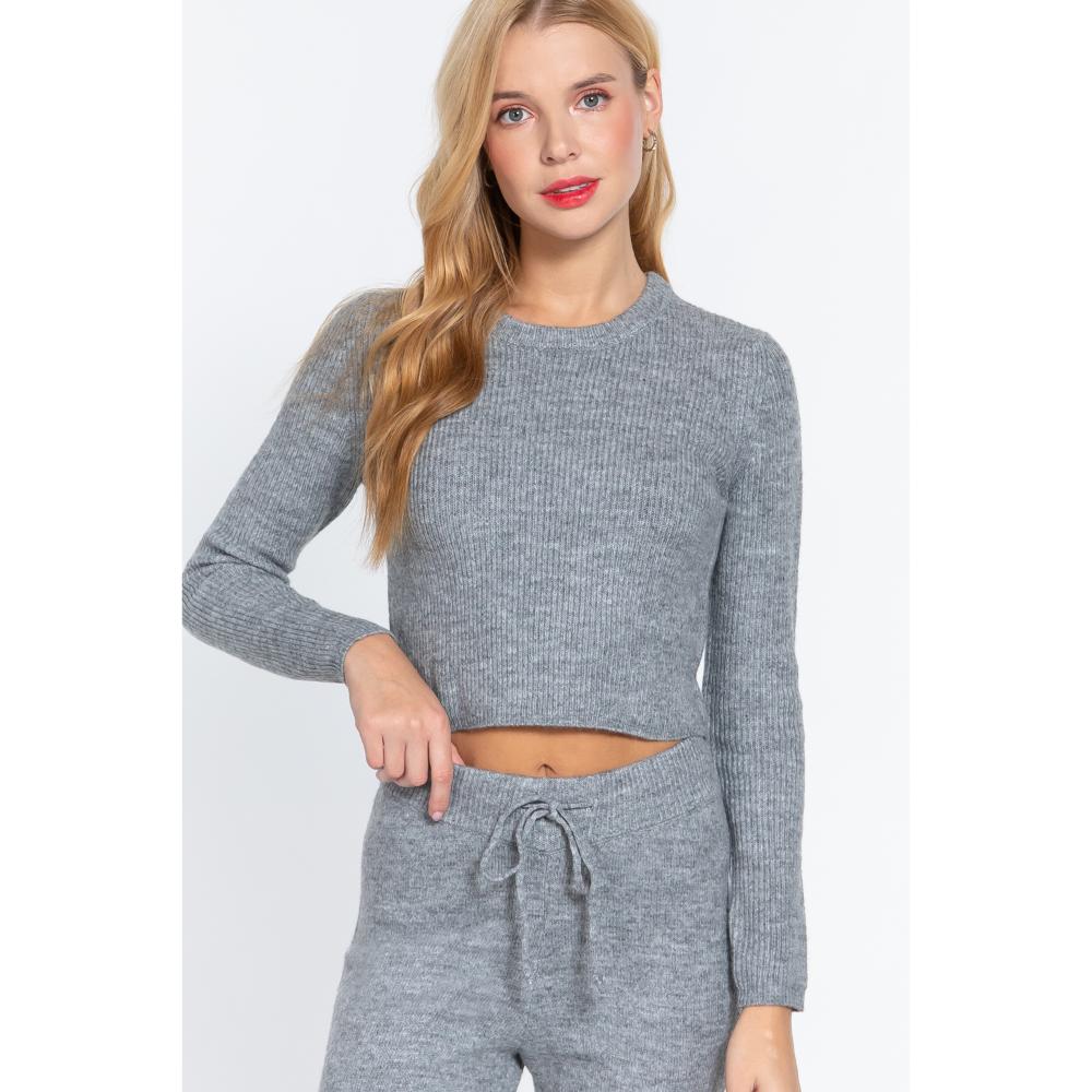 

Длинный свитер с круглым вырезом Slv FASHNZFAB, цвет heather grey