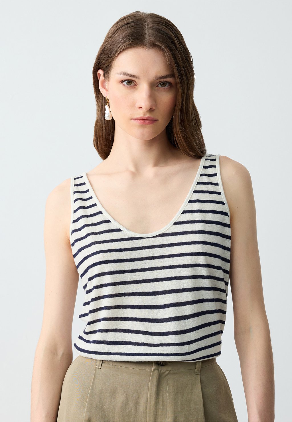 

Топ U-NECK LINE PATTERNED TANK Jimmy Key, кремовый