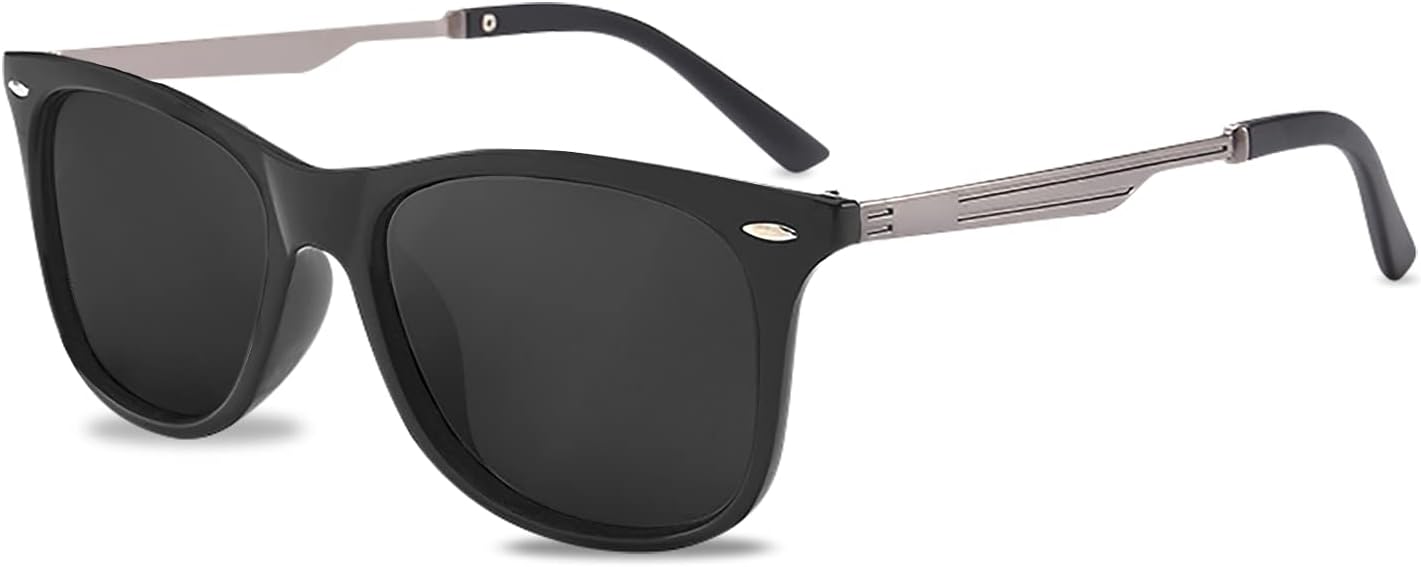 

Модные поляризованные солнцезащитные очки для мужчин и женщин, очки для вождения, сверхлегкая квадратная оправа, металлические дужки, защита от УФ-излучения UV400, спортивные очки LumiSyne, Matte Black