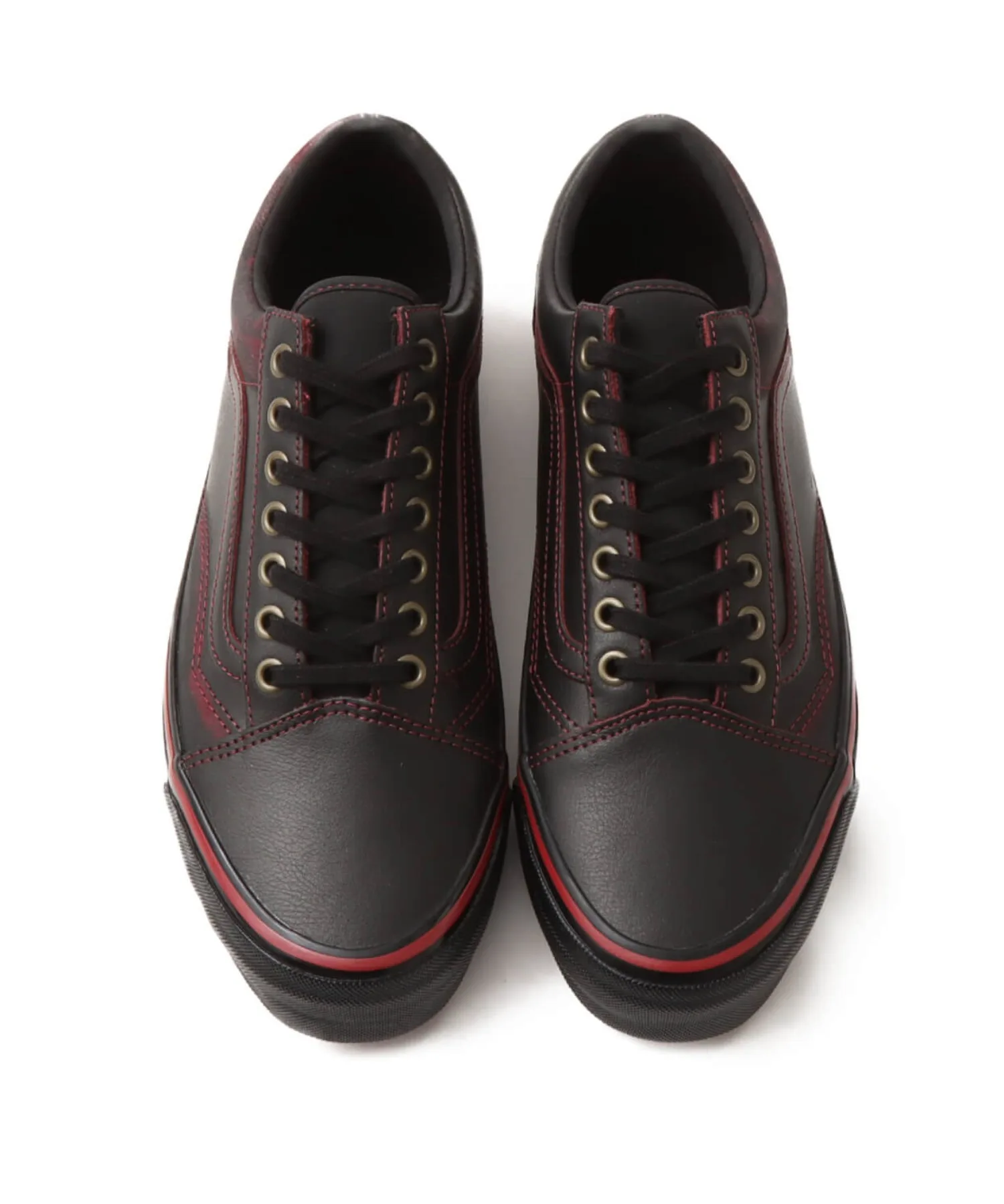 Мужские кроссовки из натуральной кожи VANS LX Old Skool черные с красным — фото 2