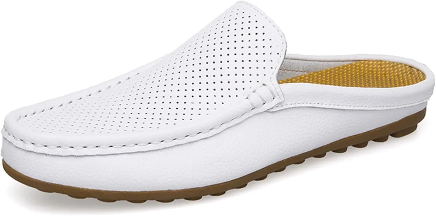 Мужские мюли из кожи Hollow, Loafers & Slip-Ons, белый didopery