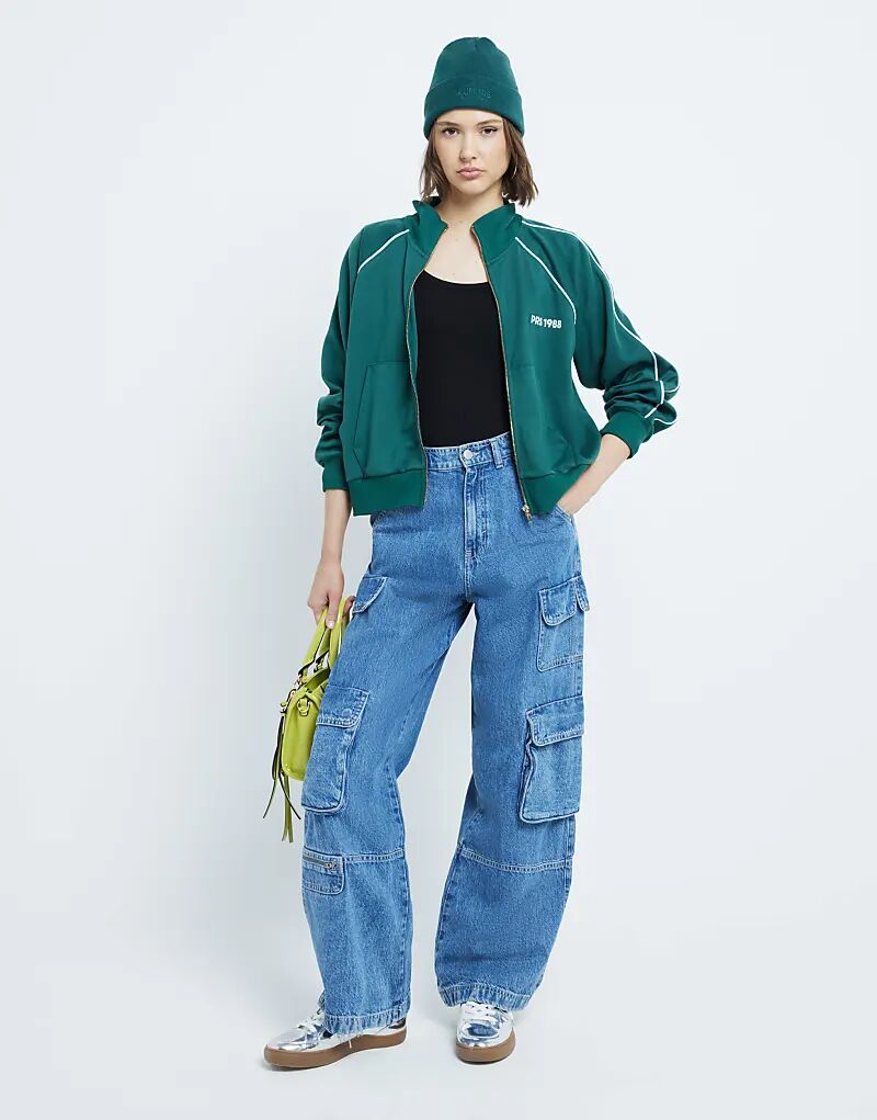 

Боди с длинными рукавами и круглым вырезом черного цвета River Island