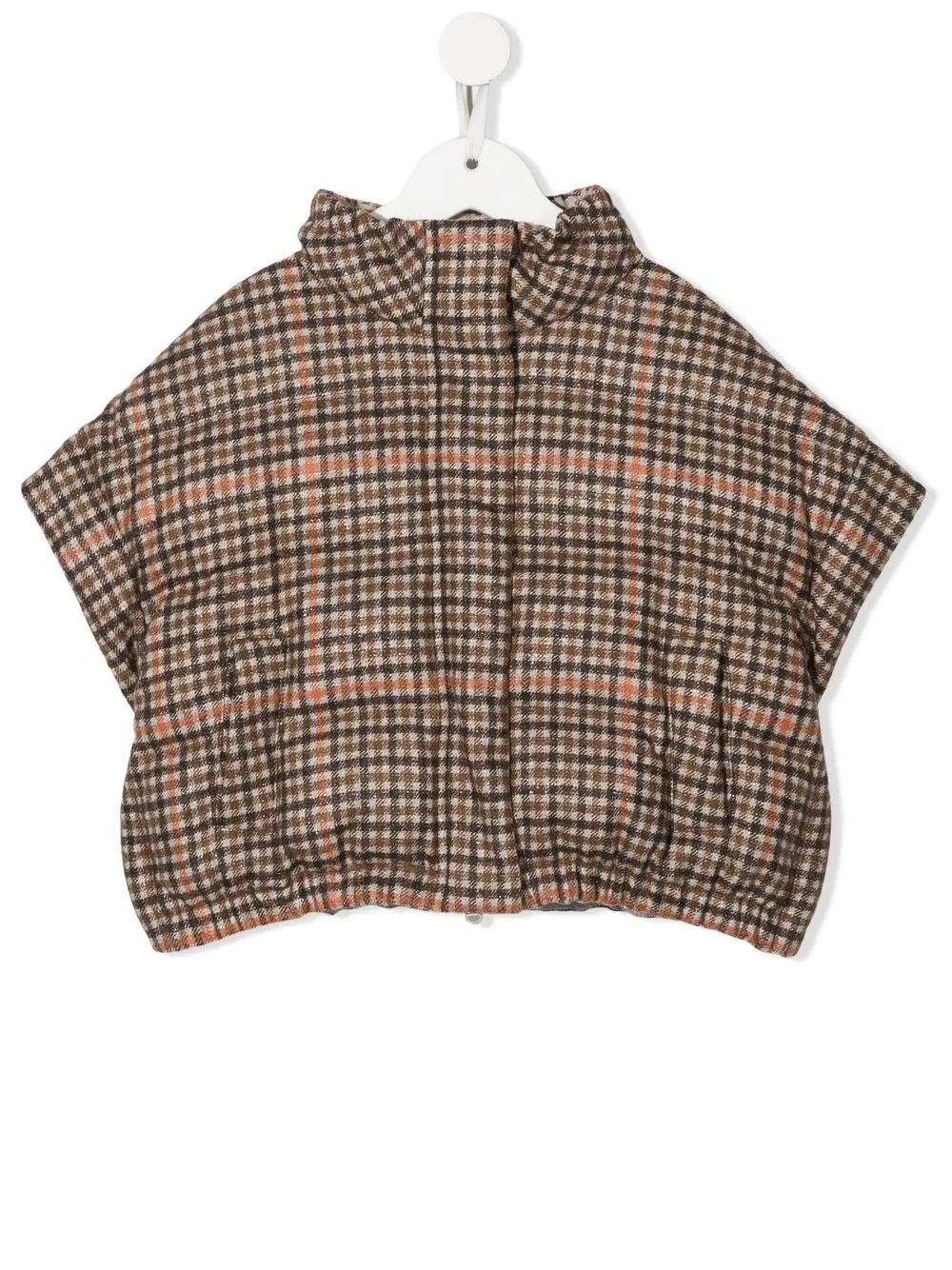 

Пуховик в клетку Brunello Cucinelli Kids, нейтральный