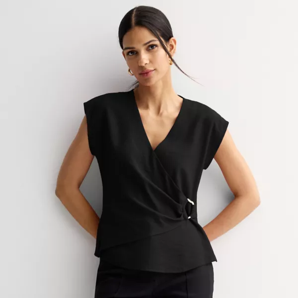 

Женская блузка с запахом и оборками Nine West, черный