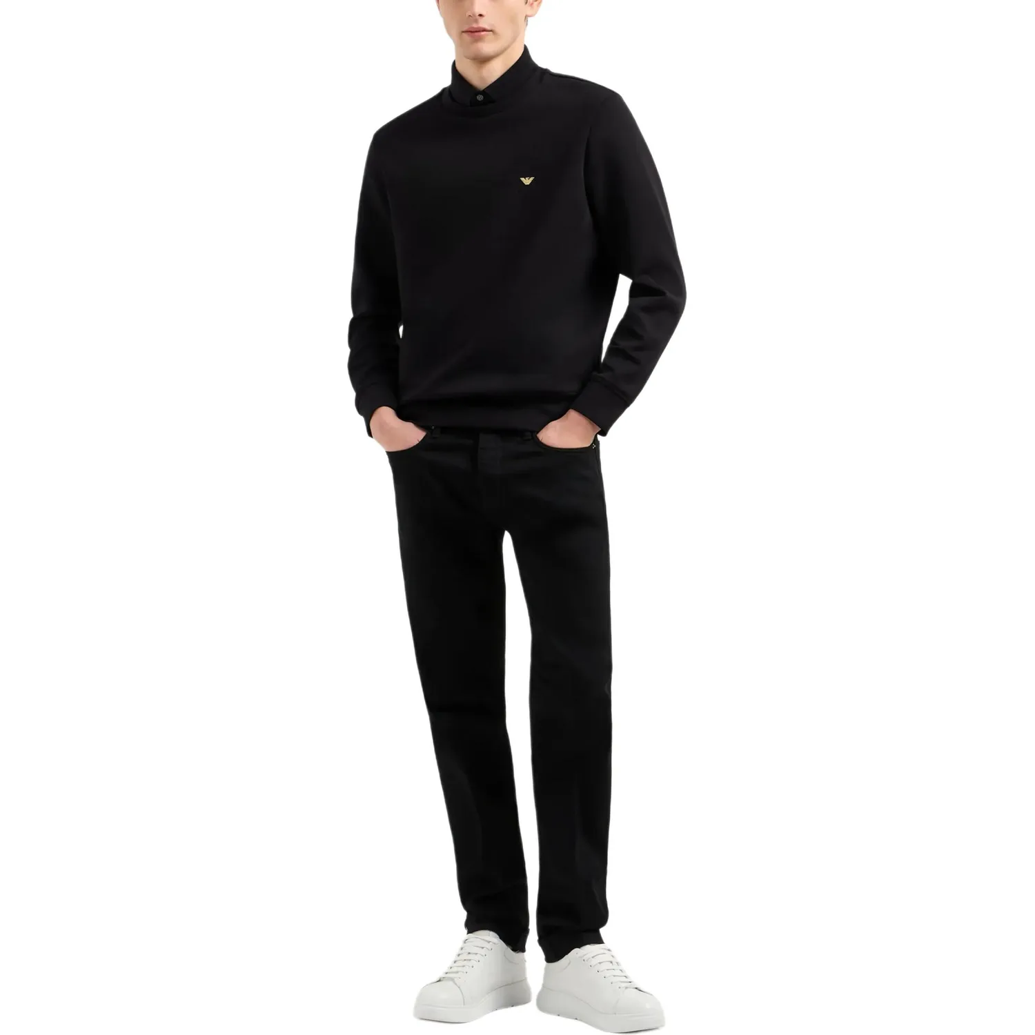 Asv Double jersey свитшот с вышивкой на китайский Новый год EMPORIO ARMANI, черный — фото 4