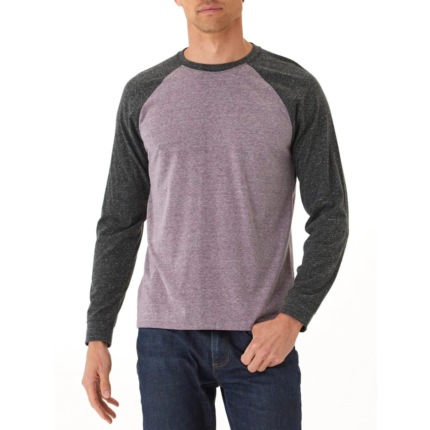 

Трикотажная футболка с длинным рукавом и цветными блоками Threads 4 Thought, Dark Plum/Heather Black