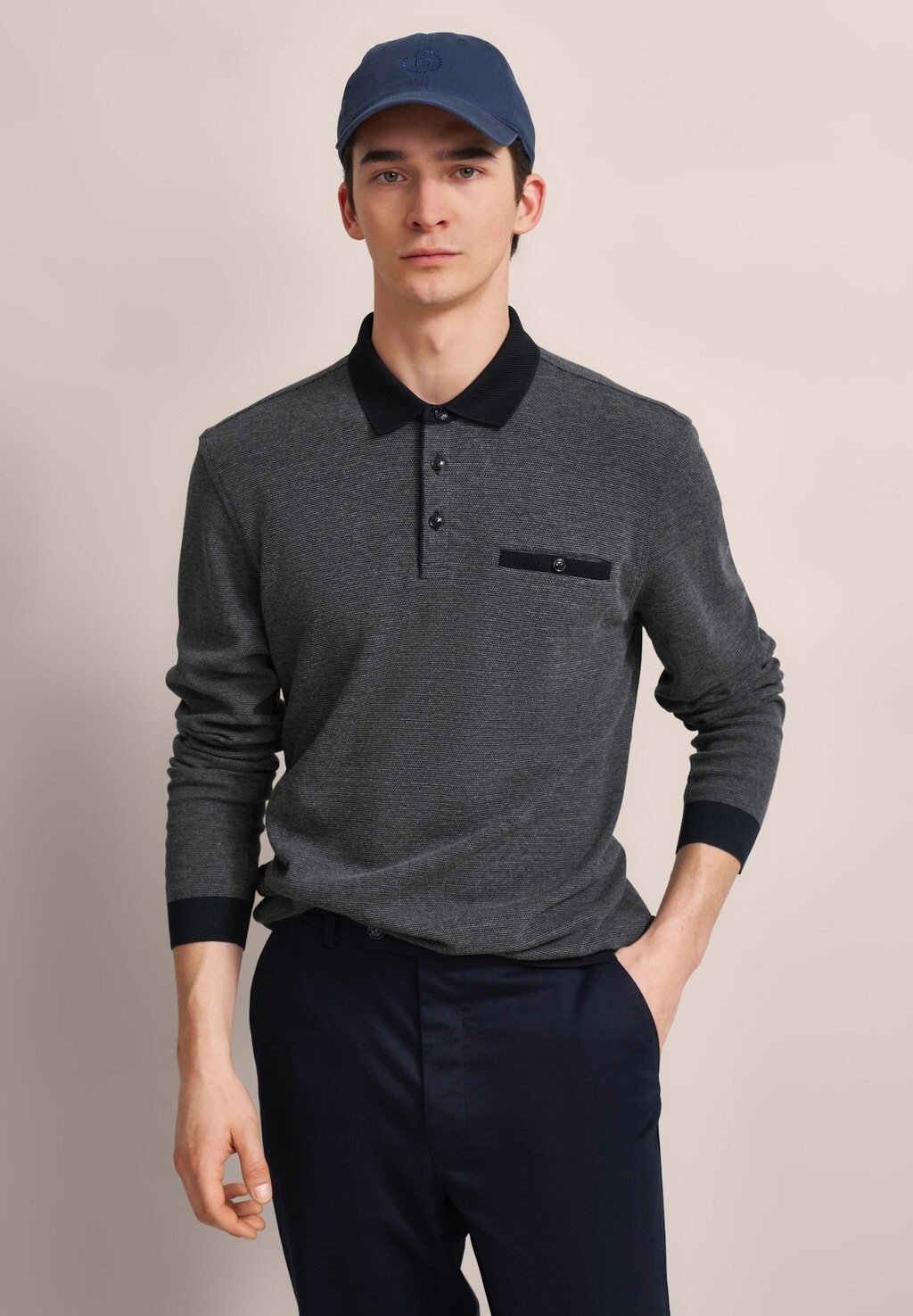 

Рубашка поло LONG SLEEVE bugatti, светло-серый
