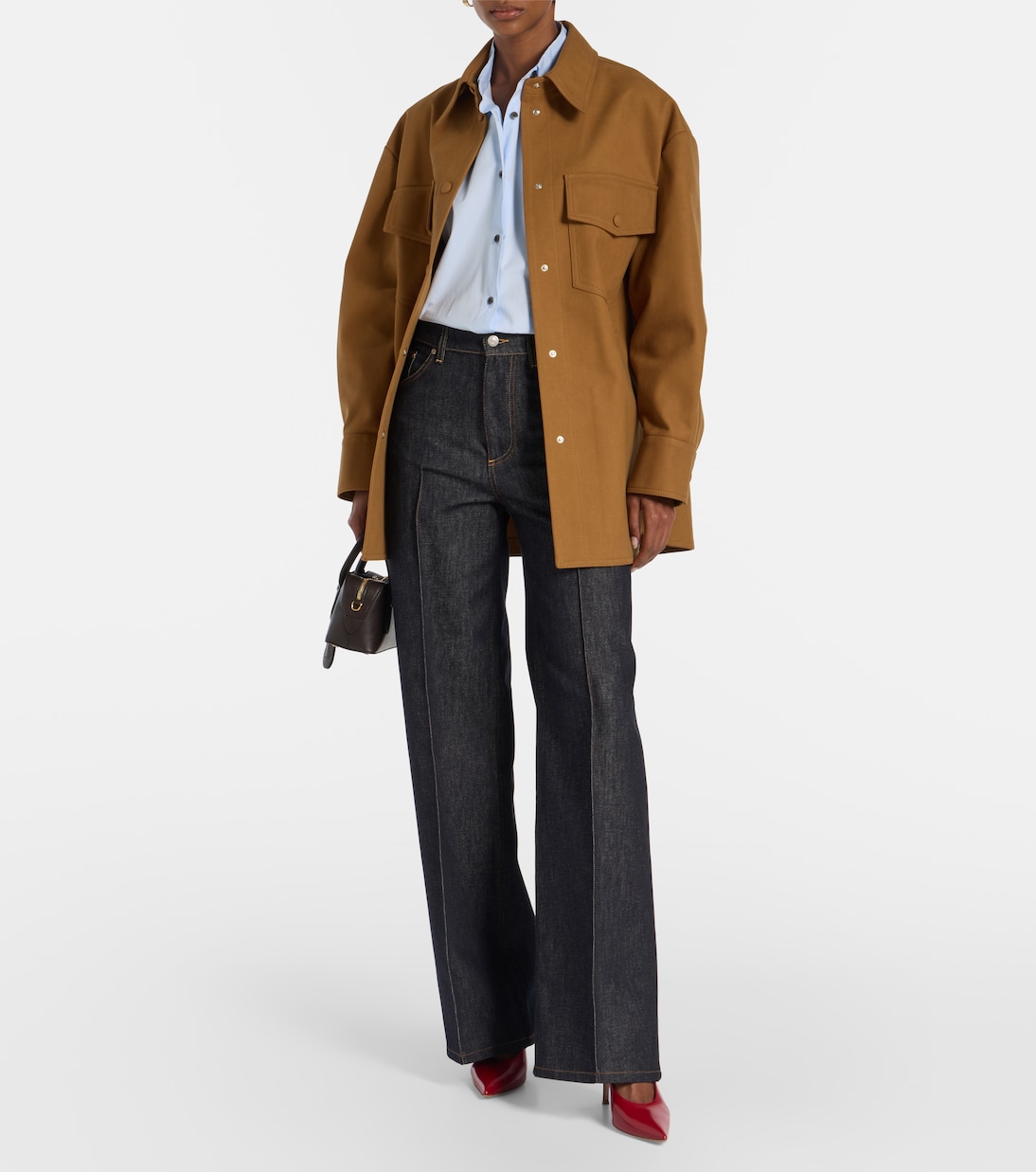 Джинсы с широкими штанинами средней посадки Stella McCartney, Raw Blue Denim — фото 2