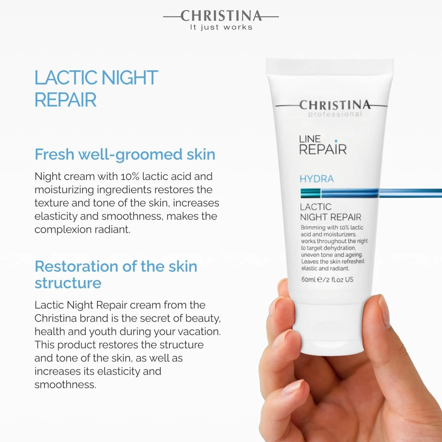 Крем для лица Christina — Дневной Lactic Night Repair увлажняющий, 60 мл — фото 2