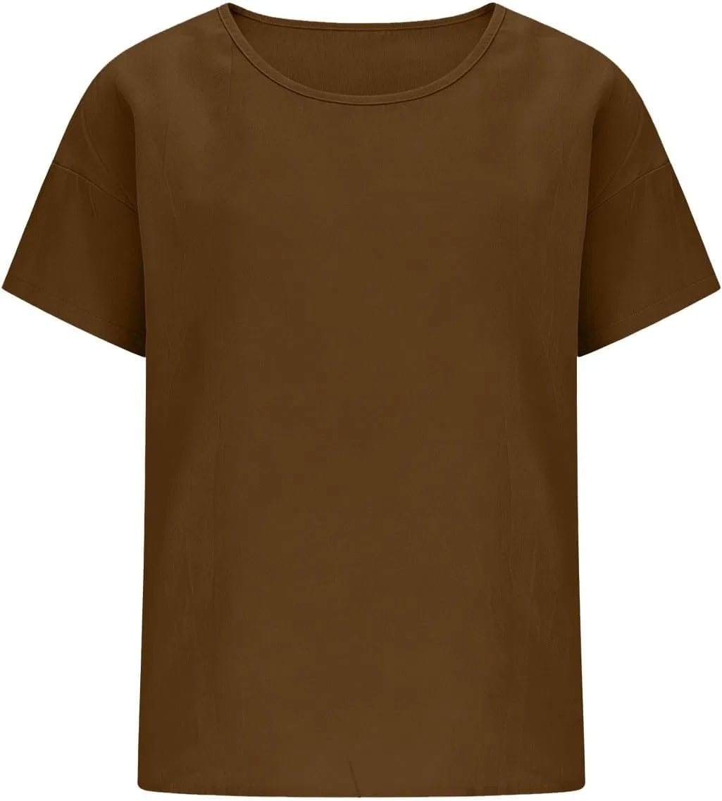 Футболка женская с круглым вырезом, Cotton Linen, Coffee — фото 4