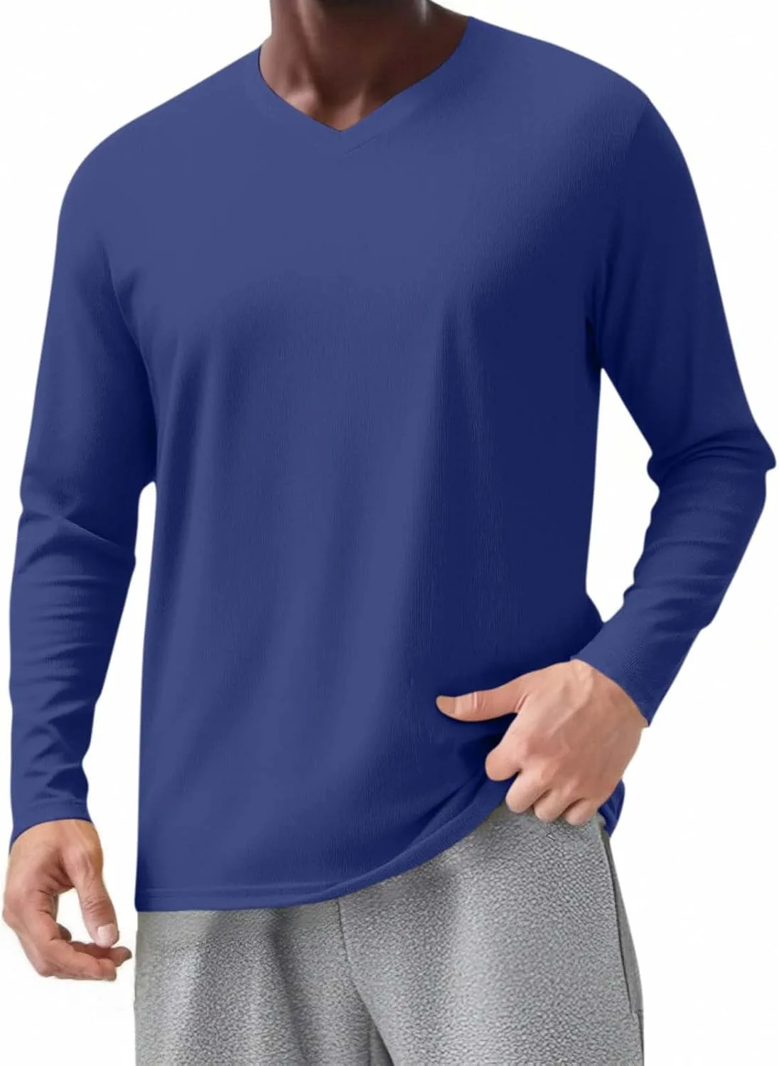 

Мужская футболка с длинным рукавом и V-образным вырезом из хлопка Lmdudan