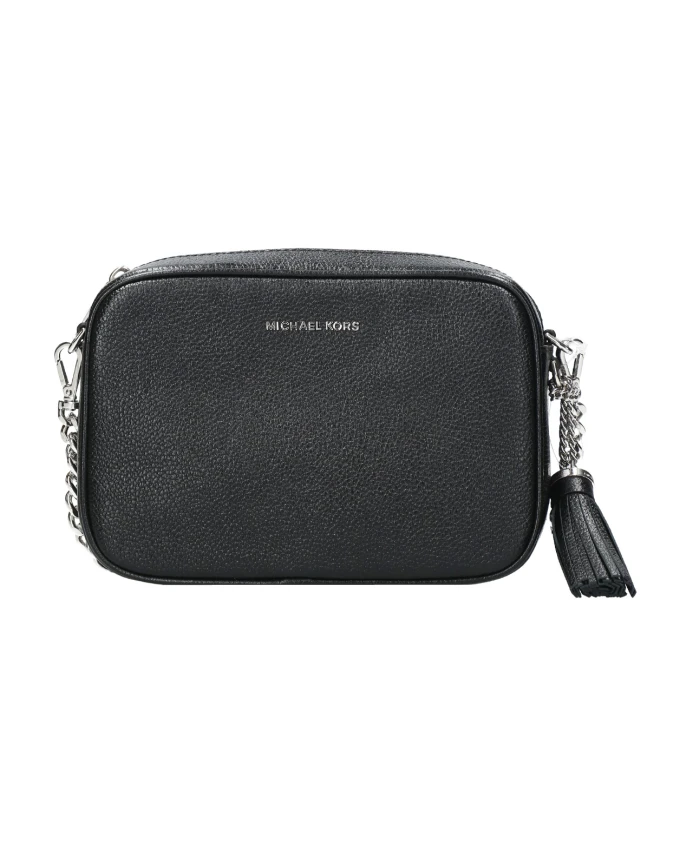 

Черная кожаная сумка через плечо с кисточкой Michael Kors, черный