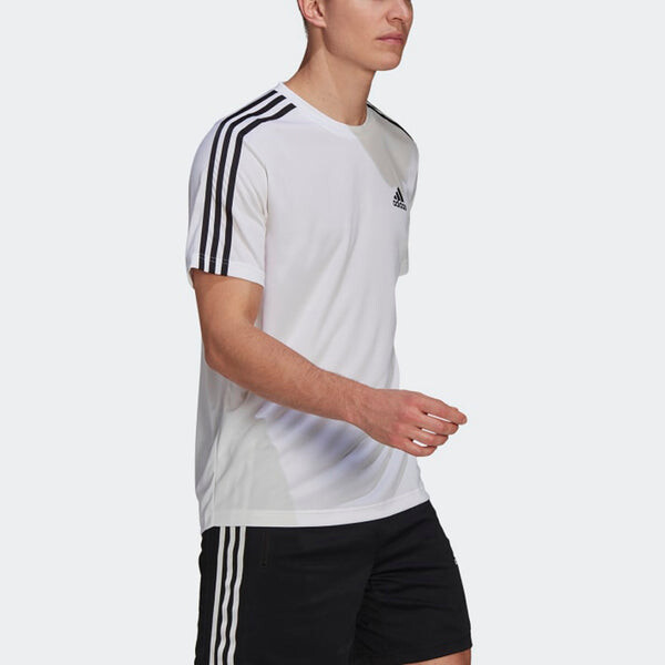 Футболка Aeroready Sports с тремя полосками, короткие рукава, мужские Adidas, белый — фото 4
