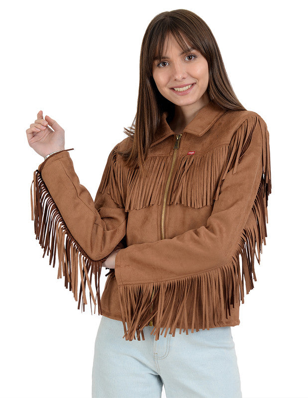 

Женская куртка Wrangler Western с бахромой, цвет tan