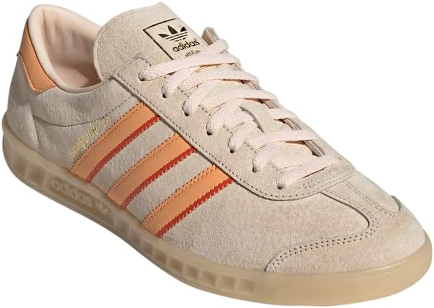 Мужские кроссовки adidas Hamburg 24 на шнуровке, повседневные - бежевые с оранжевым — фото 2