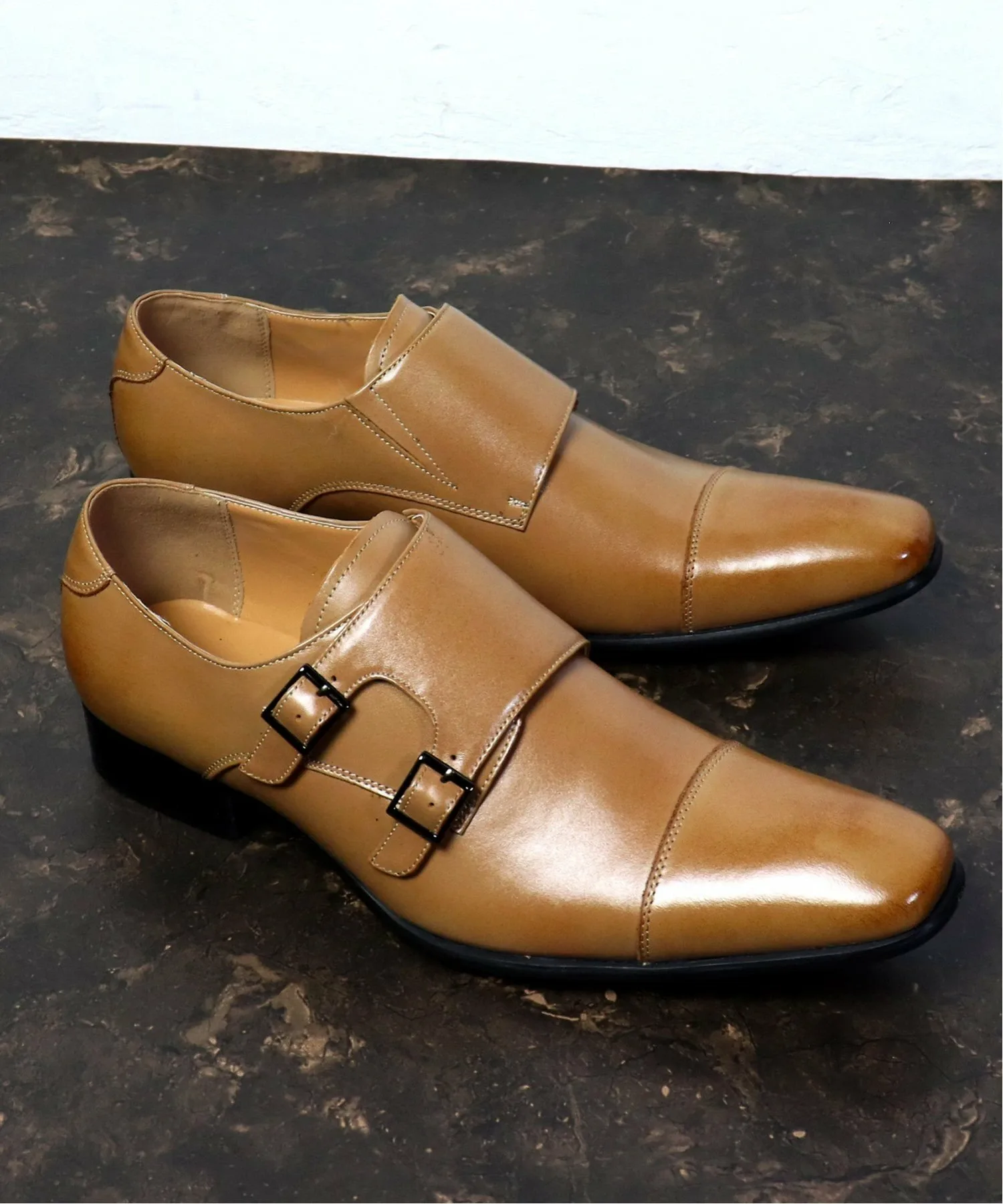 Туфли Офисный повседневный деловой стиль, двойная пряжка 7773 Sarabande, Light brown