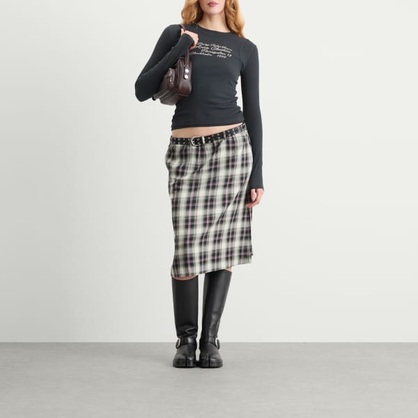 Фланелевая юбка в клетку «Изетта» Acne Studios, черный & зеленый — фото 4