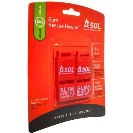 

Тонкий спасательный свисток Howler — упаковка из 2 штук S.O.L Survive Outdoors Longer, цвет One Color