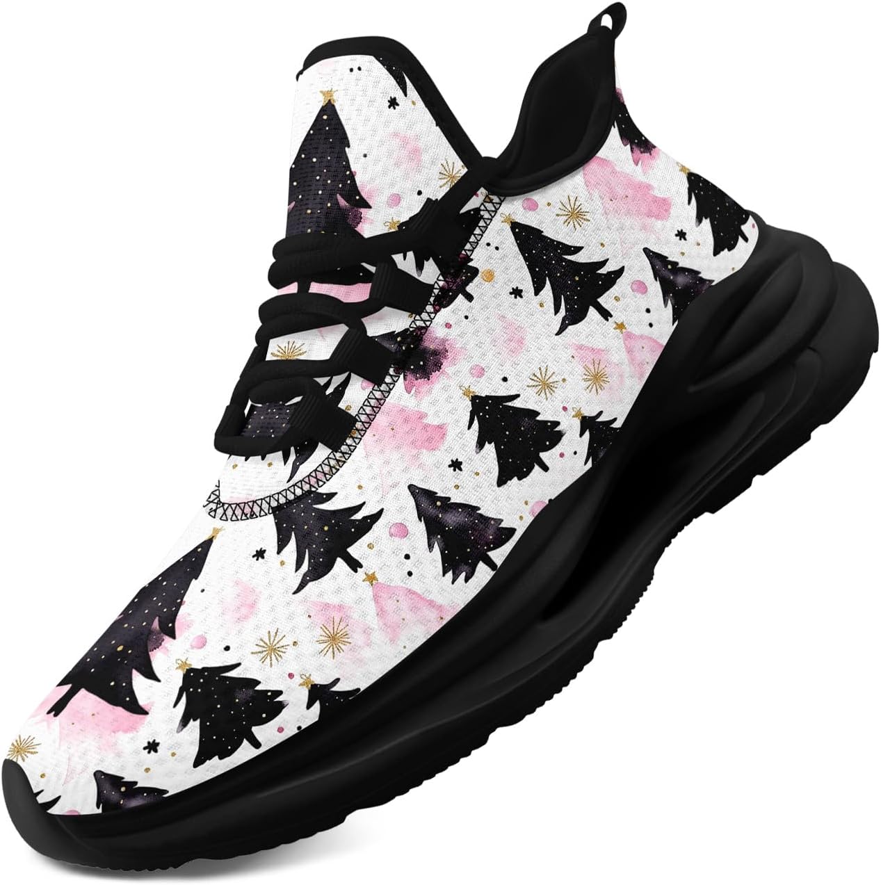 

Рождественские кроссовки для мужчин и женщин, праздничная обувь для вечеринок, легкие, дышащие, стильные, с амортизацией, рождественские туфли Awsole, белый/черный/розовый