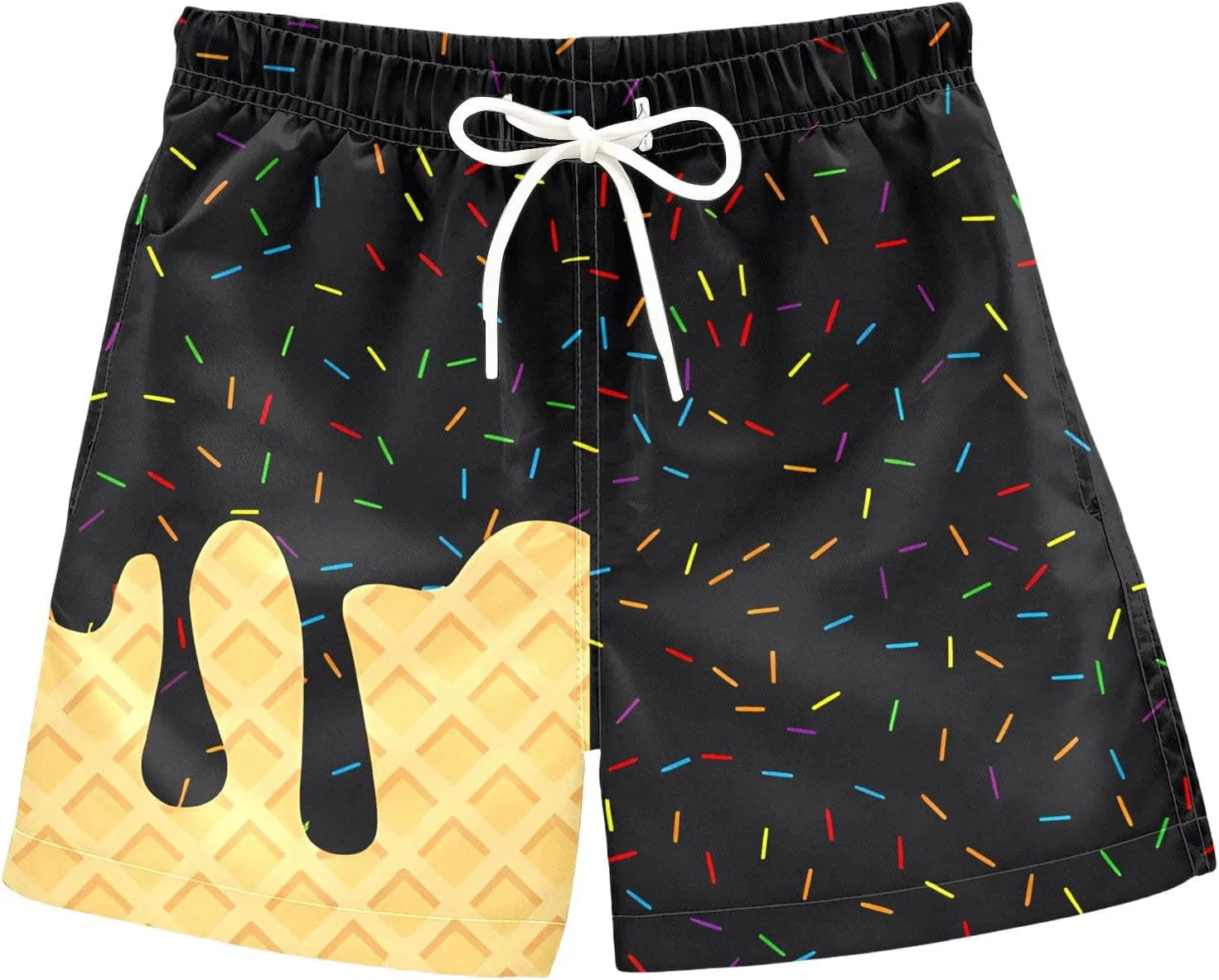 Шорты для мальчиков с принтом Ice Cream Drip, дышащие, быстросохнущие, Black — фото 3