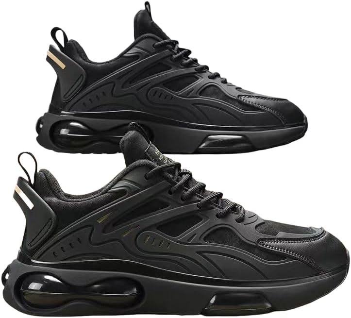 

Мужские легкие кроссовки для бега - дышащий верх из сетки, амортизированная утолщенная подошва, стильные повседневные кроссовки для молодежи и активного образа жизни Hoalox, черный