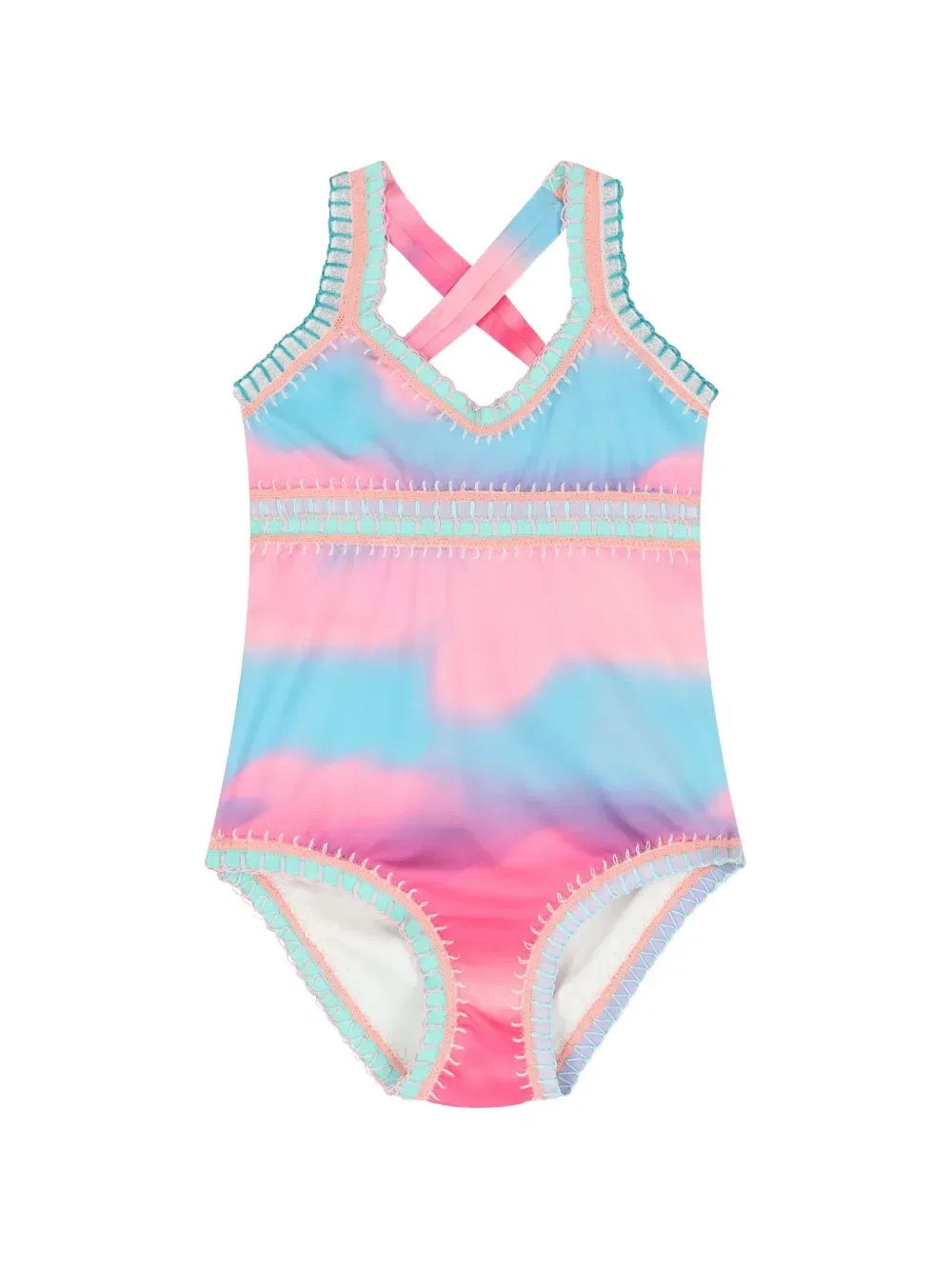 Купальник с отделкой в стиле тай-дай Pq Swim Kids, розовый