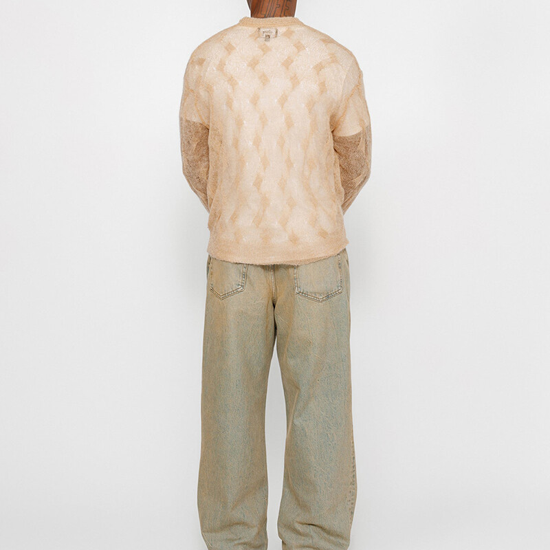 Свободный вязаный свитер с перекрестными косами Stussy, цвет Sand — фото 3