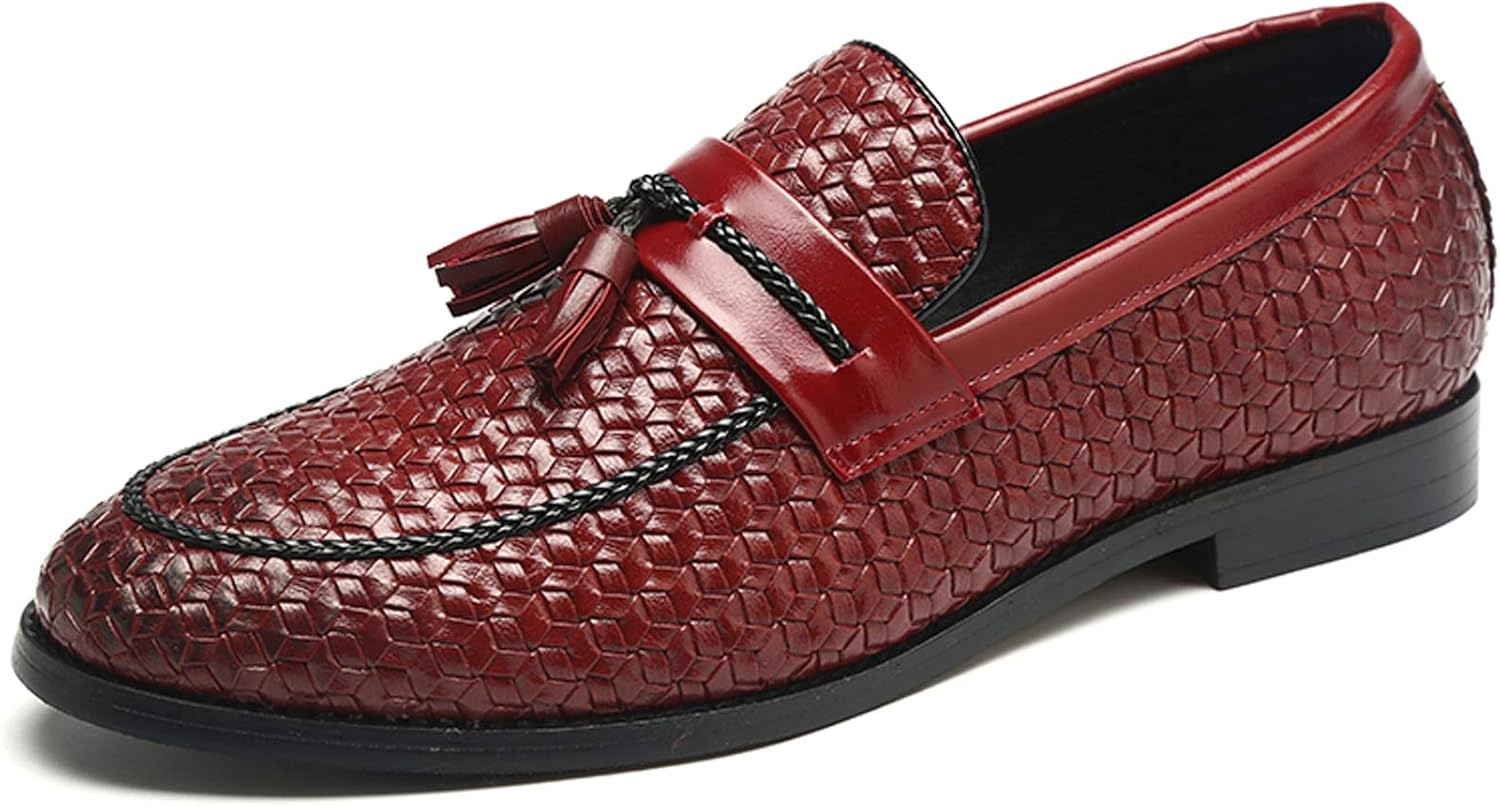 

Мужские лоферы Santimon, модные плетеные туфли для вождения, слипоны-мокасины, повседневная обувь, красный
