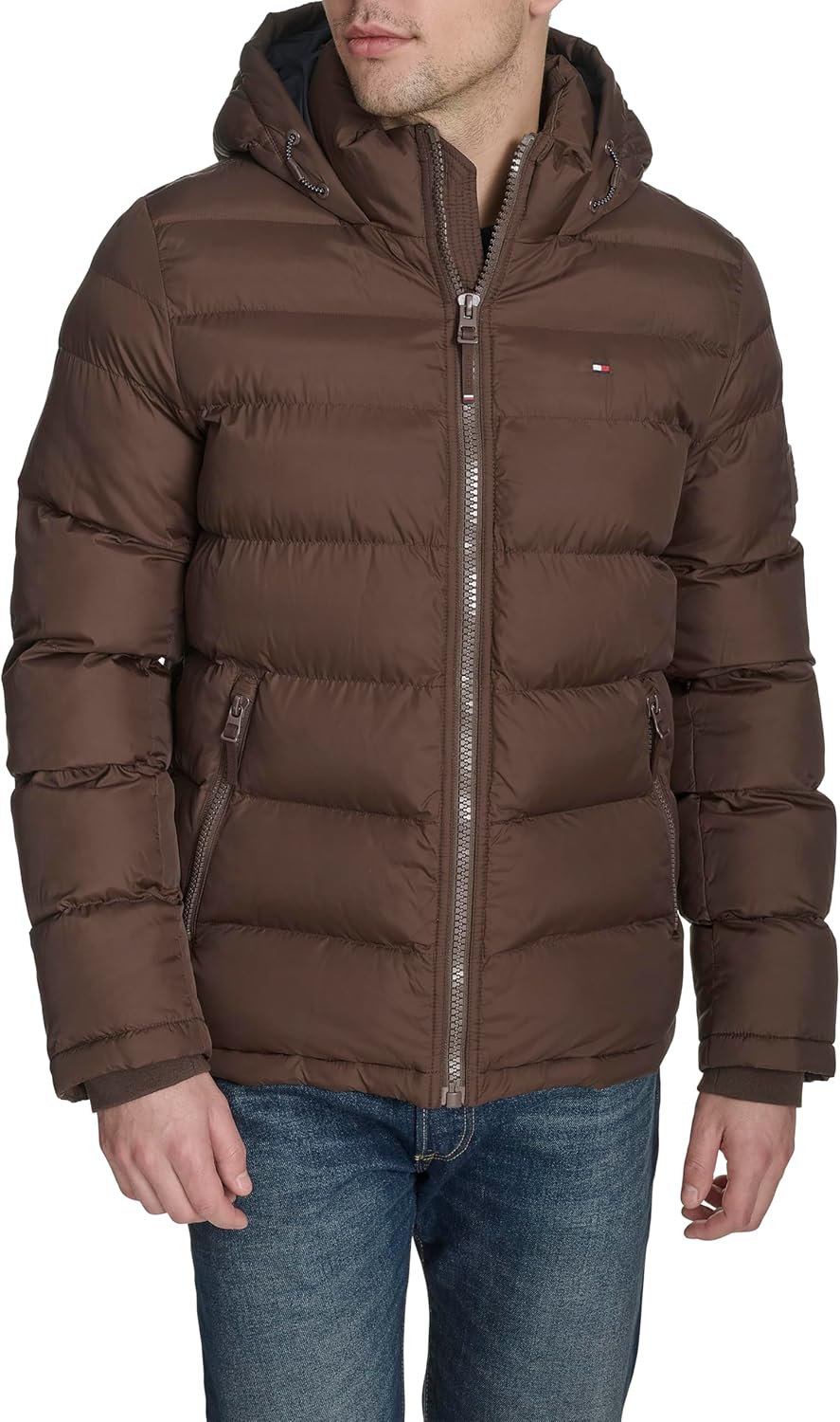 

Мужская стеганая куртка с капюшоном Tommy Hilfiger (стандартная и для больших и высоких), Dark Brown