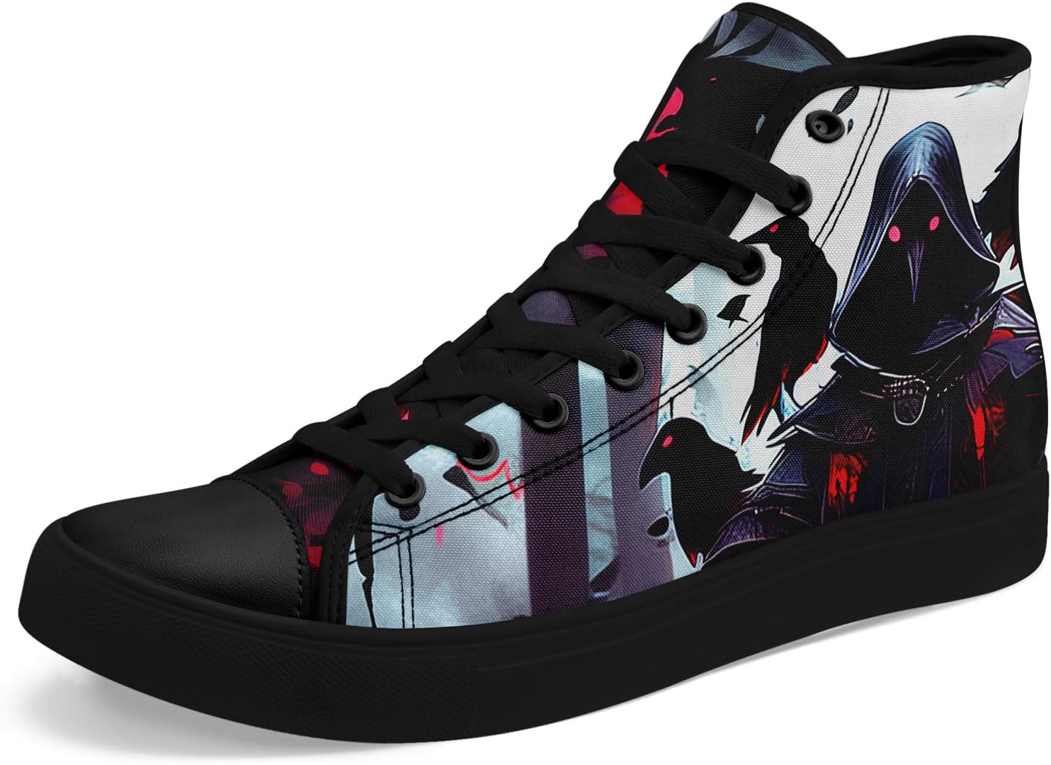 

Мужские кроссовки на высокой подошве coolcustomize с шнуровкой, в готическом стиле, повседневные кеды из холста для женщин, красно-черные с черепами