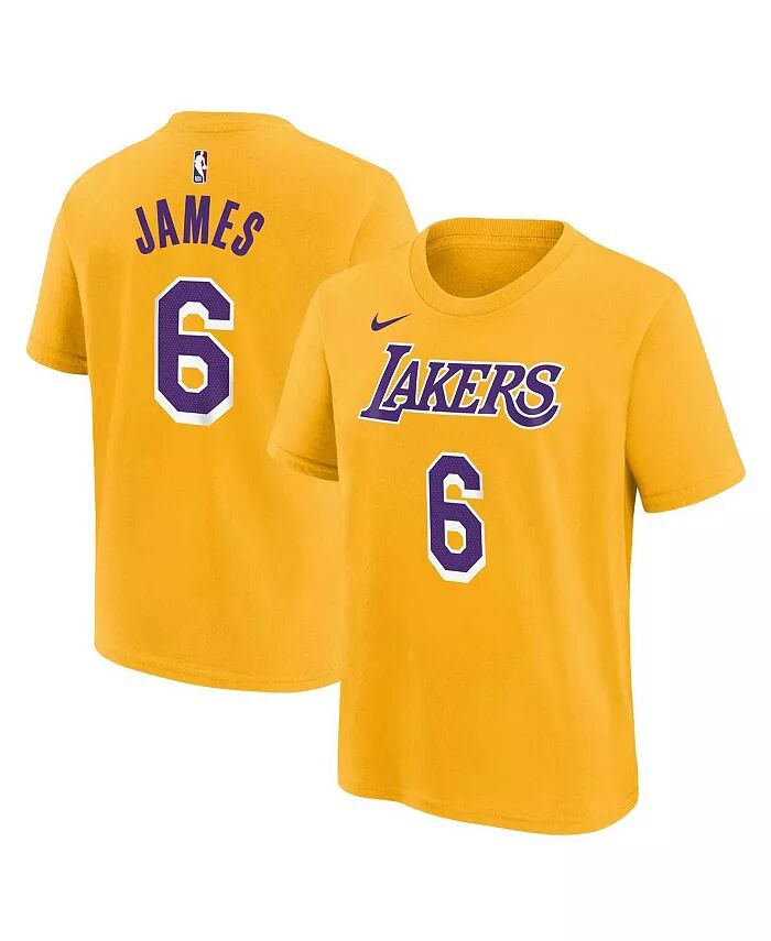 

Футболка с именем и номером Big Boys LeBron James Gold Los Angeles Lakers Nike