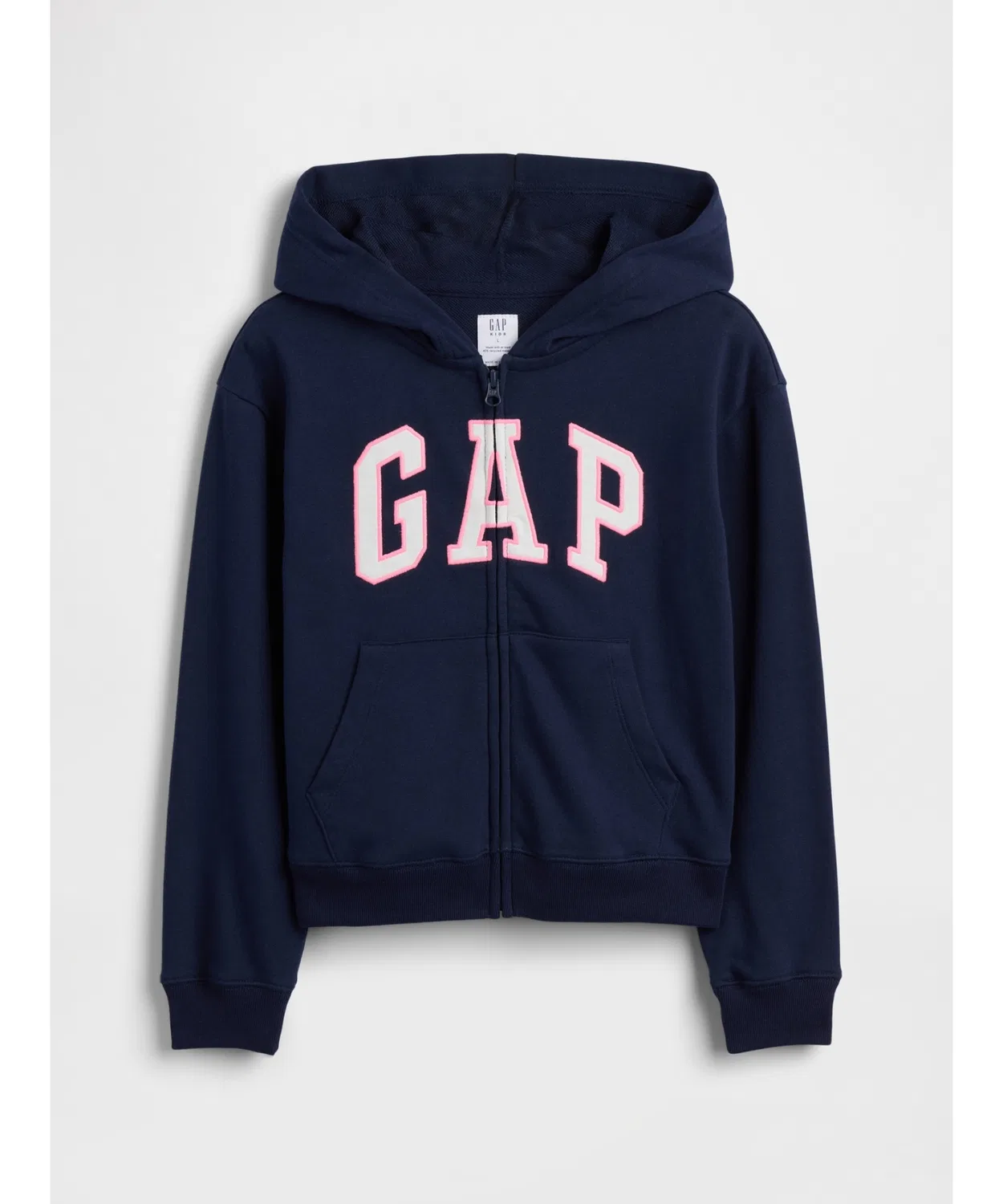 Детская кофта-худи с молнией GAP, из хлопка и полиэстера, розовая — фото 3