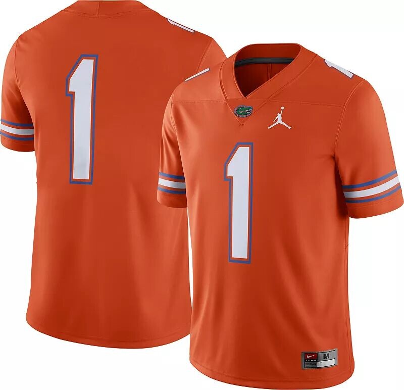 

Мужская футбольная майка Jordan Florida Gators #1 оранжевого цвета Dri-FIT Game