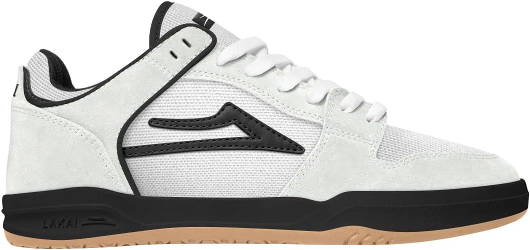 Мужские скейтбордистские кроссовки Lakai Cardiff - дышащие повседневные кроссовки, White Suede Cordura Black
