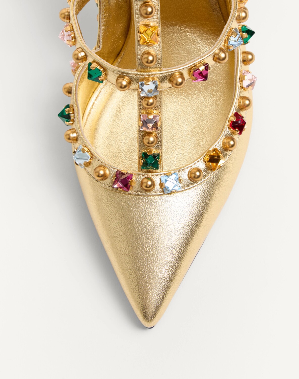 Разноцветные туфли Rockstud с ремешком на щиколотке Valentino Garavani, цвет Antique Brass Light/Multicolor — фото 4