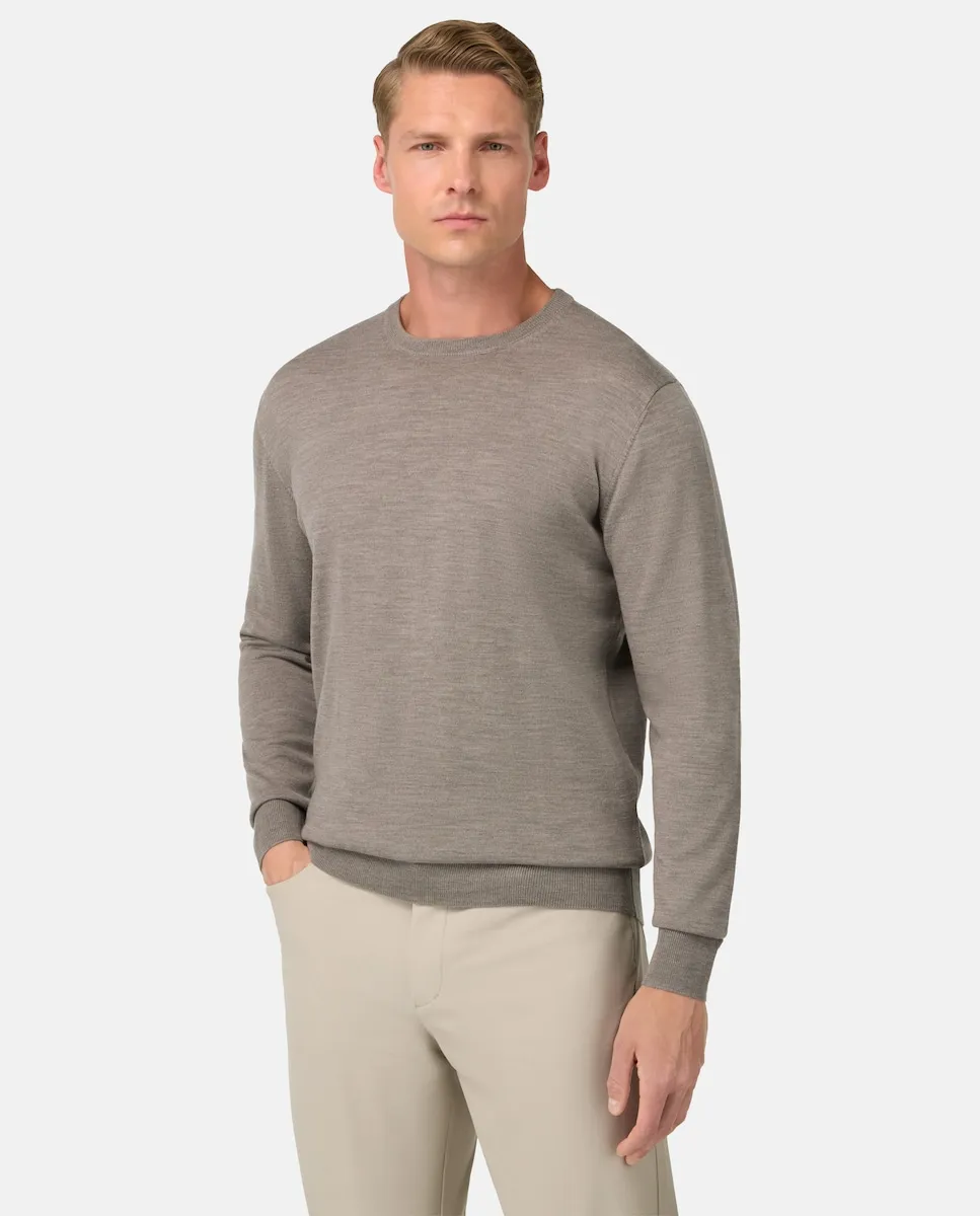 

Свитер с круглым вырезом из мериносовой шерсти Boggi Milano, серо-коричневый