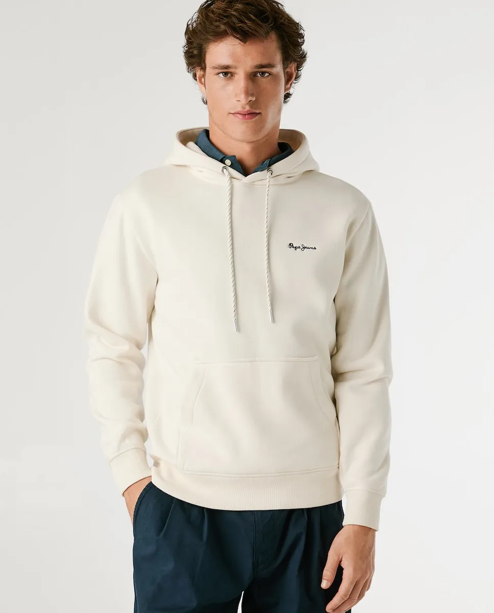 

Мужская толстовка с регулируемым капюшоном и напечатанным логотипом Pepe Jeans, светло-бежевый