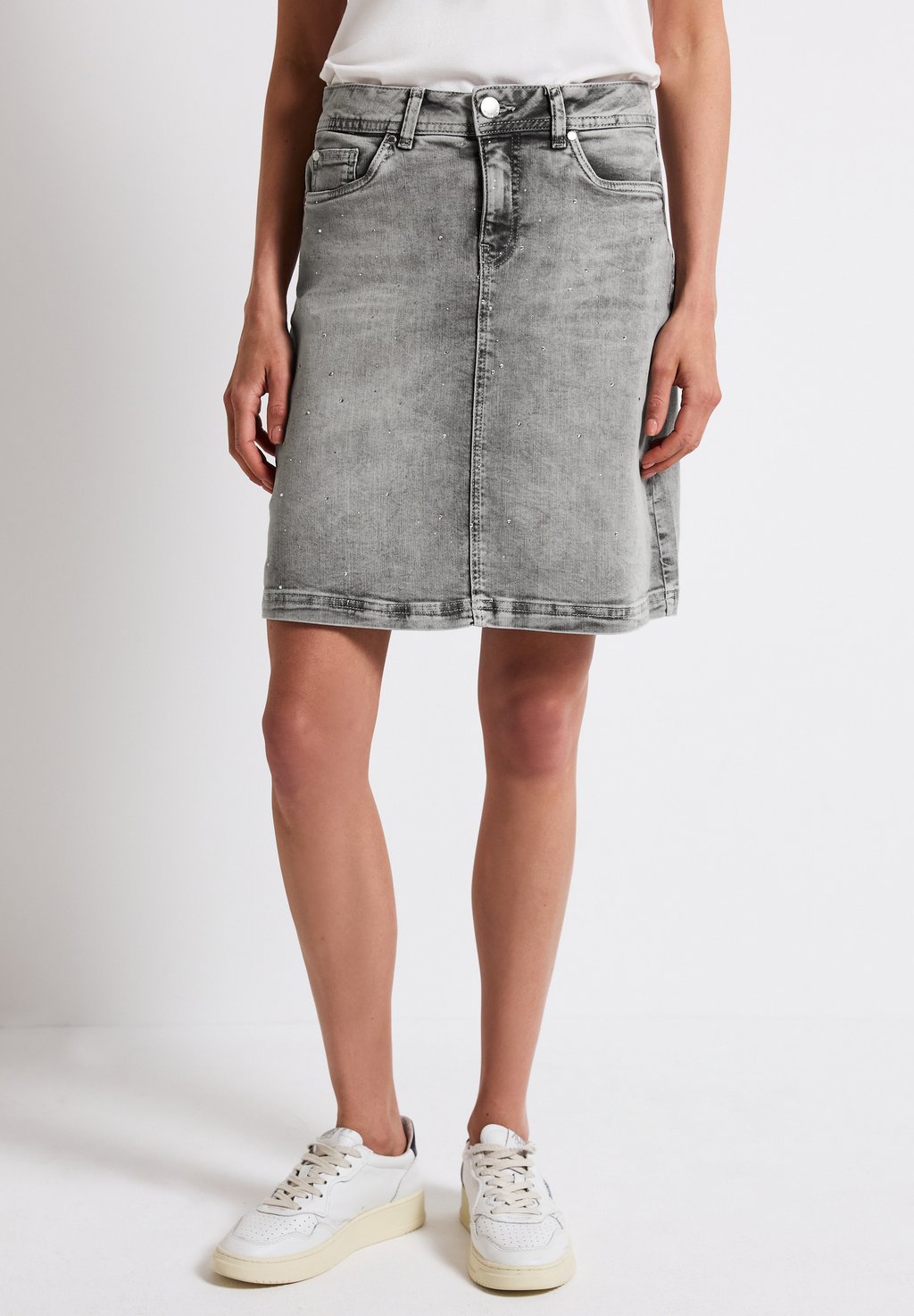 

Джинсовая юбка MIT SCHMUCKSTEINEN - A-line skirt Street One, цвет Grau