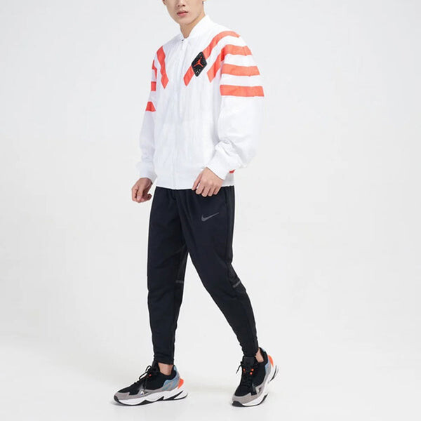 Куртка Air Jordan Srt Lgc Nylon Jacket Stripe Zipper Jacket 'White Red', белый — фото 3