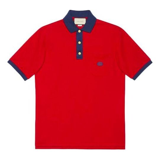 

Футболка gg sticker cotton short sleeve polo shirt for men red Gucci, красный