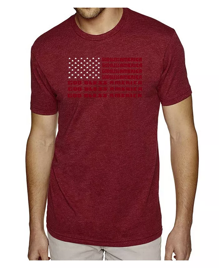 

Мужская футболка Premium Word Art God Bless America LA Pop Art, красный