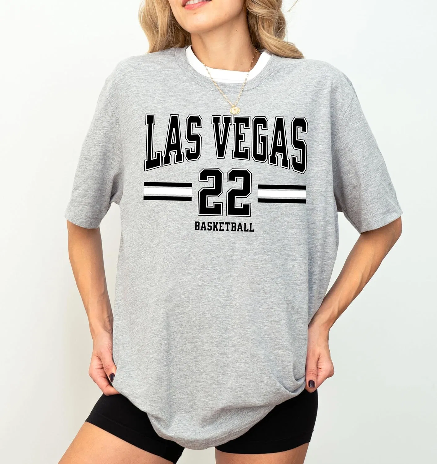 Футболка Las Vegas Basketball Fan | 22 Jersey Style | Унисекс ретро топ для поддержки на играх для мужчин и женщин GENERIC, Athletic Heather — фото 2