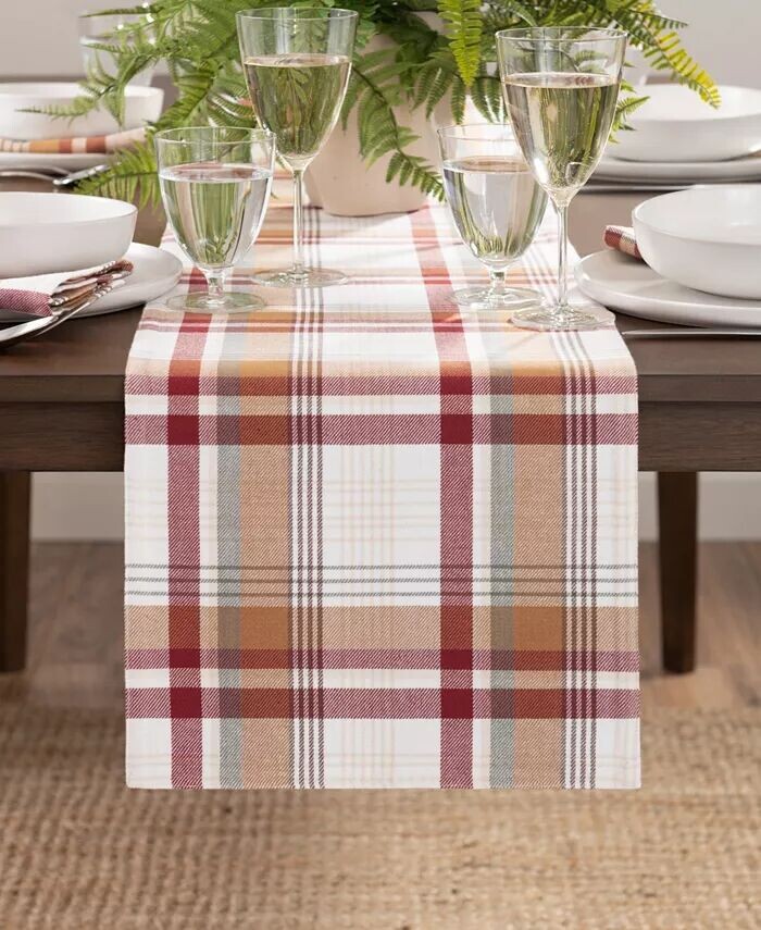 

Хлопковая скатерть Seneca Plaid Harvest, 13 x 90 дюймов Elrene, мультиколор