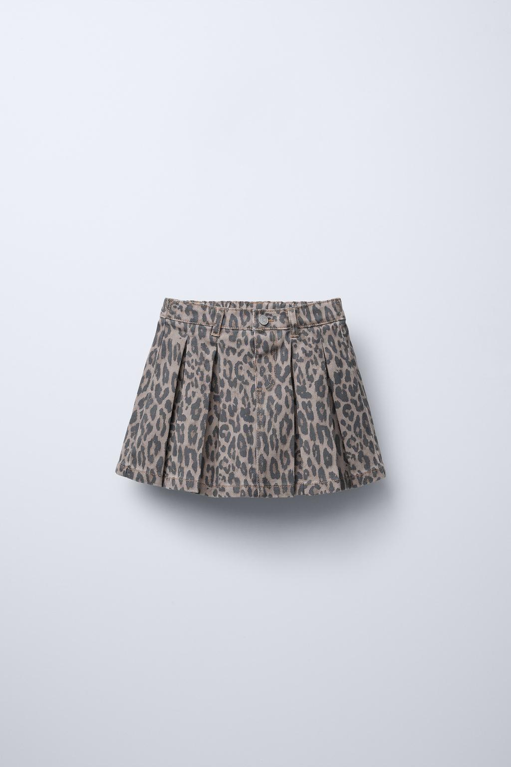 

Юбка из твила с животным принтом ZARA, цвет Leopard